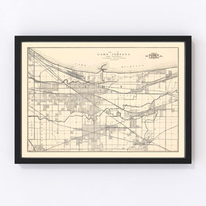 Vintage Map of Gary, Indiana 1928