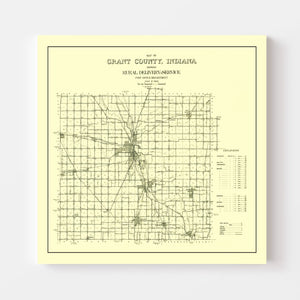 Vintage Map of Grant County, Indiana 1911