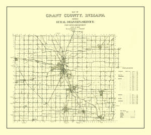 Vintage Map of Grant County, Indiana 1911