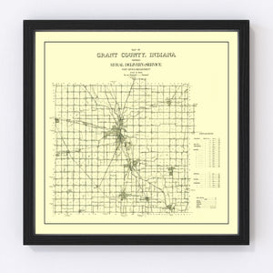 Vintage Map of Grant County, Indiana 1911