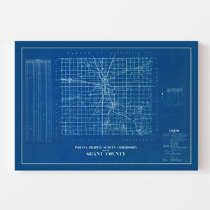 Vintage Map of Grant County, Indiana 1936