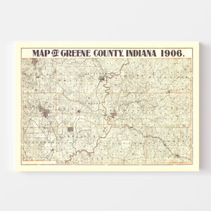 Vintage Map of Greene County, Indiana 1906
