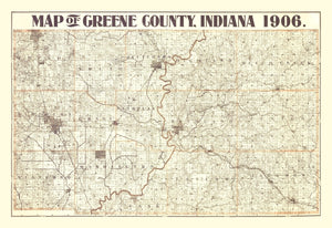 Vintage Map of Greene County, Indiana 1906