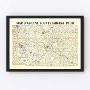 Vintage Map of Greene County, Indiana 1906