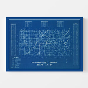 Vintage Map of Greene County, Indiana 1936