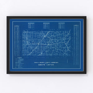 Vintage Map of Greene County, Indiana 1936