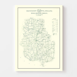 Vintage Map of Harrison County, Indiana 1909