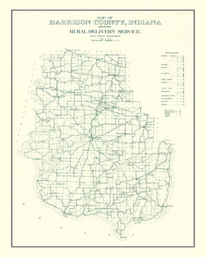 Vintage Map of Harrison County, Indiana 1909