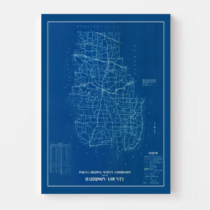 Vintage Map of Harrison County, Indiana 1936