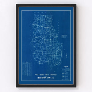 Vintage Map of Harrison County, Indiana 1936