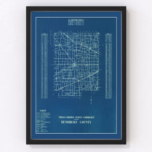 Vintage Map of Hendricks County, Indiana 1936