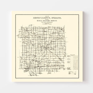 Vintage Map of Henry County, Indiana 1911