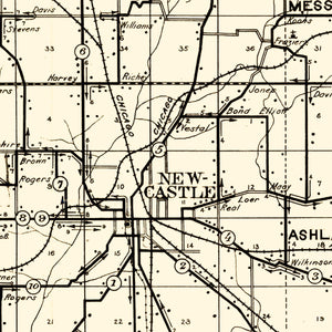 Vintage Map of Henry County, Indiana 1911
