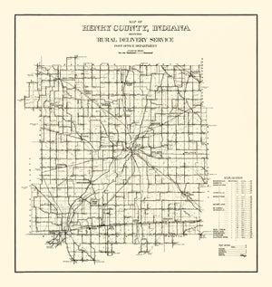 Vintage Map of Henry County, Indiana 1911