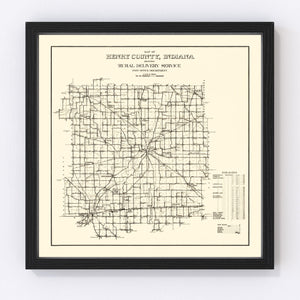 Vintage Map of Henry County, Indiana 1911