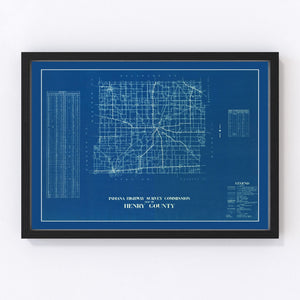 Vintage Map of Henry County, Indiana 1936