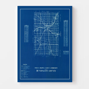 Vintage Map of Huntington County, Indiana 1936