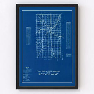 Vintage Map of Huntington County, Indiana 1936