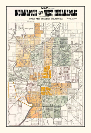 Vintage Map of Indianapolis, Indiana 1896