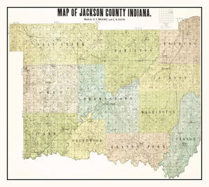 Vintage Map of Jackson County, Indiana 1917