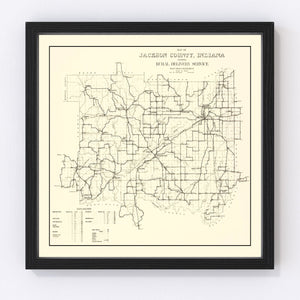 Vintage Map of Jackson County, Indiana 1910