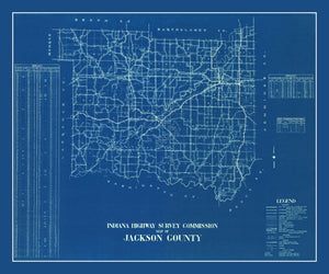 Vintage Map of Jackson County, Indiana 1936
