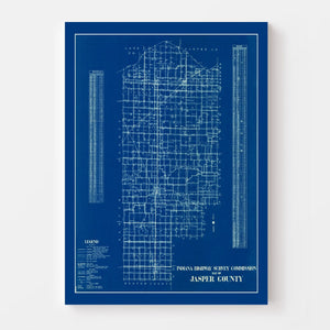 Vintage Map of Jasper County, Indiana 1936