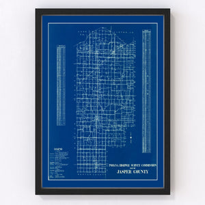 Vintage Map of Jasper County, Indiana 1936