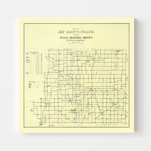 Vintage Map of Jay County, Indiana 1910
