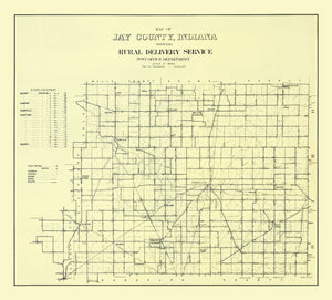 Vintage Map of Jay County, Indiana 1910