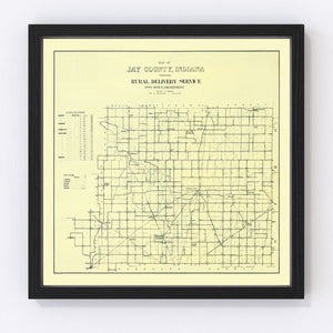Vintage Map of Jay County, Indiana 1910