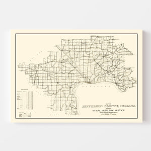 Vintage Map of Jefferson County, Indiana 1911