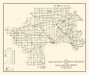 Vintage Map of Jefferson County, Indiana 1911