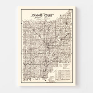 Vintage Map of Jennings County, Indiana 1935