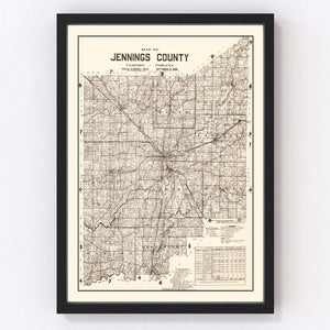 Vintage Map of Jennings County, Indiana 1935