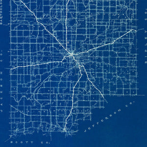 Vintage Map of Jennings County, Indiana 1936