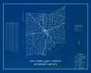 Vintage Map of Jennings County, Indiana 1936