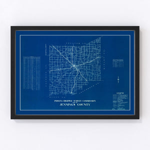 Vintage Map of Jennings County, Indiana 1936