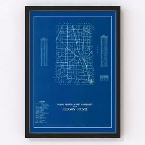 Vintage Map of Johnson County, Indiana 1936