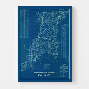 Vintage Map of Knox County, Indiana 1936