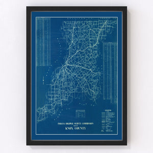 Vintage Map of Knox County, Indiana 1936