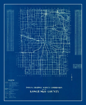 Vintage Map of Kosciusko County, Indiana 1936