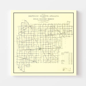 Vintage Map of Hancock County, Indiana 1911