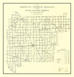 Vintage Map of Hancock County, Indiana 1911