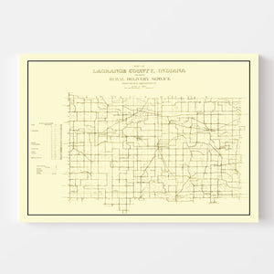 Vintage Map of LaGrange County, Indiana 1909