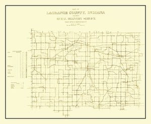 Vintage Map of LaGrange County, Indiana 1909