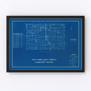 Vintage Map of LaGrange County, Indiana 1936