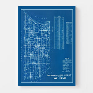 Vintage Map of Lake County, Indiana 1936
