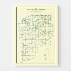 Vintage Map of LaPorte County, Indiana 1910
