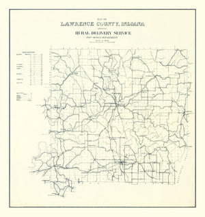 Vintage Map of Lawrence County, Indiana 1909